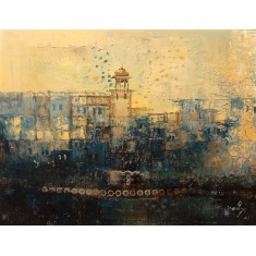 A. Q. Arif, 14 x 18 Inch, Oil On Board, Citiscape Painting, AC-AQ-614